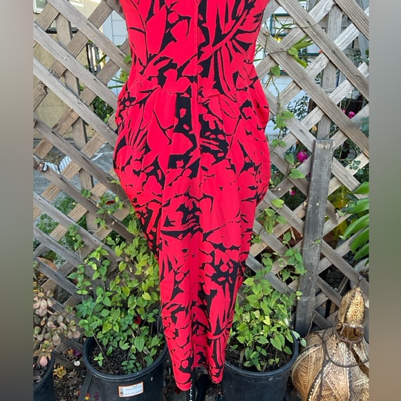 *RARE* Vintage 1980s Joni Blair Red and Black Abstract Pattern Dress - Picture 10 of 15